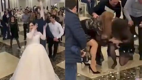 invitées se battent lancer de bouquet de mariée