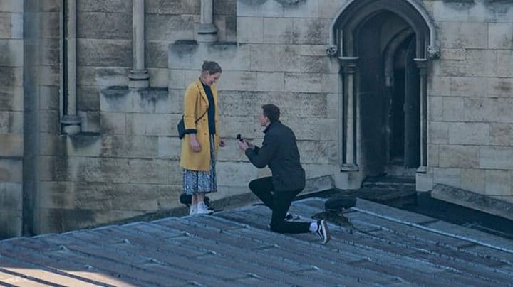 demande en mariage toit de la cathédrale de rochester