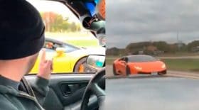 pickup dépasse Lamborghini