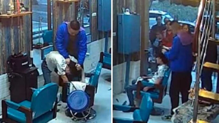 client rase le crâne de son coiffeur
