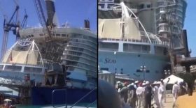 grue s'effondre tombe bateau de croisière
