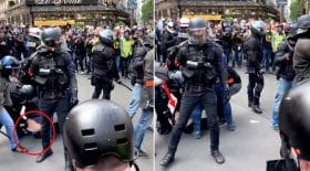 policier matraque pantalon manifestant premier mai