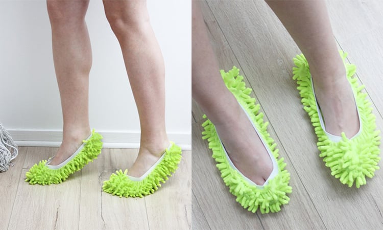 Chaussons Serpillères Lavables - Semelle En Microfibre, Amovible, Pour Nettoyer Le Sol En Marchant, Taille 38-41, Silencieux