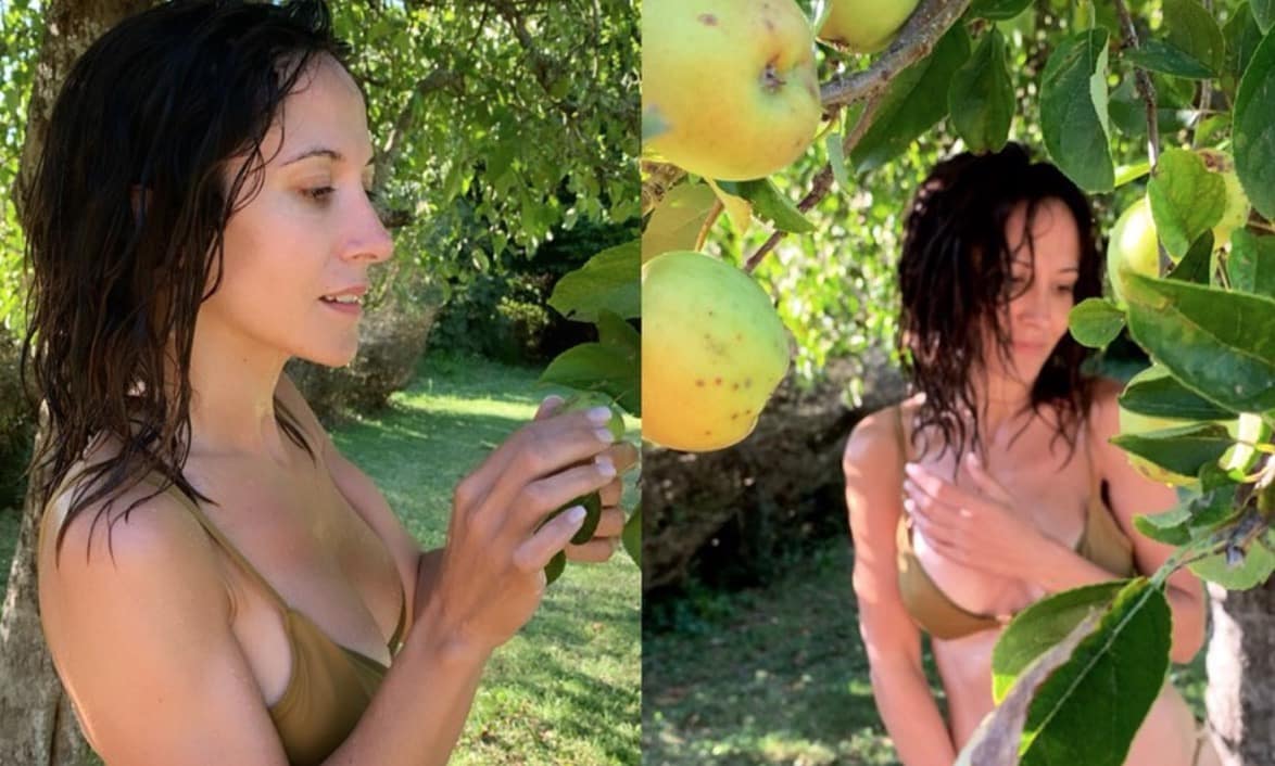 Fabienne Carat : super sexy en train de monter aux arbres, elle fait un  clin d'oeil à Shy'm