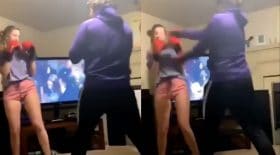 Il boxe avec sa copine, elle va lui mettre une bonne correction