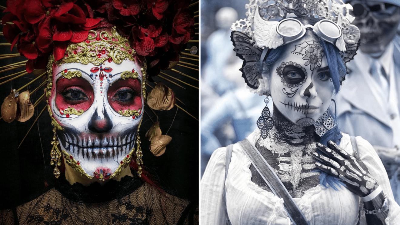 Les costumes et les maquillages du Jour des Morts au Mexique sont somptueux...