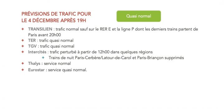 Perturbation trafic le 4 décembre