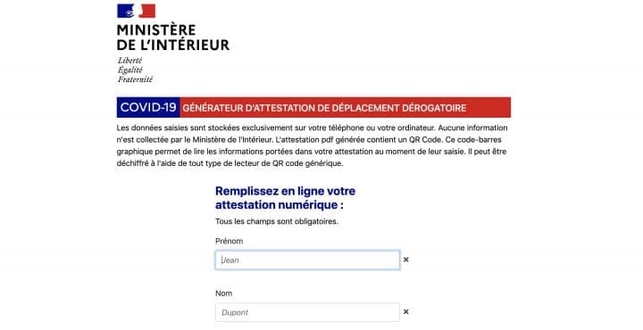 Confinement attestation numérique