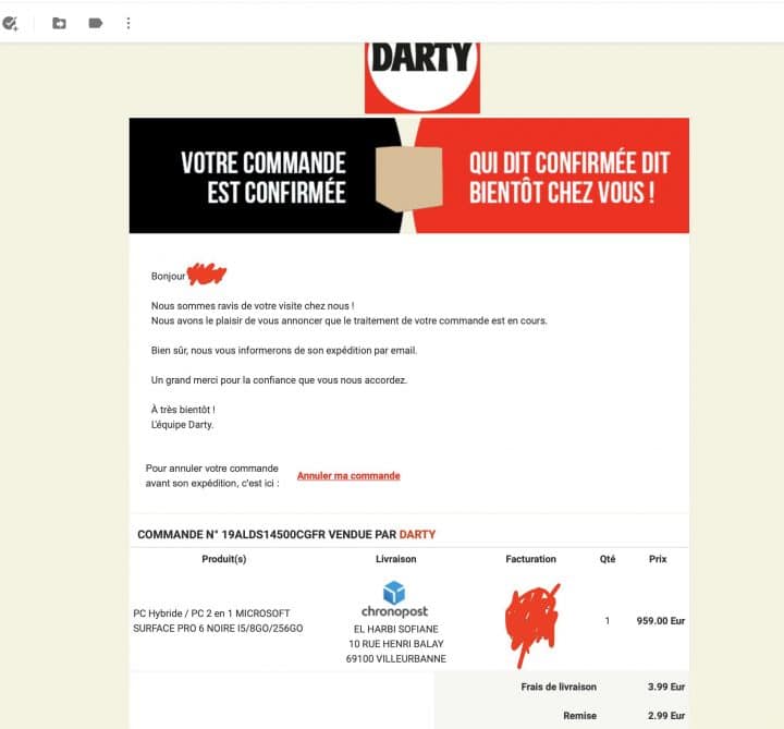 Darty victime arnaque