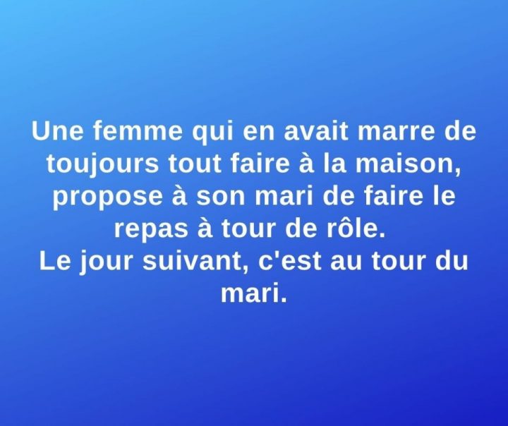 Une femme demande à son mari de faire le repas 