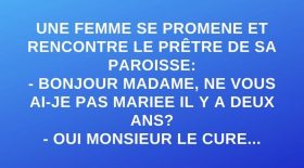 Une femme se promène et rencontre le curé de sa paroisse