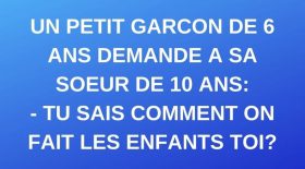 Blague: un petit garçon de 6 ans demande à sa sœur de 10 ans