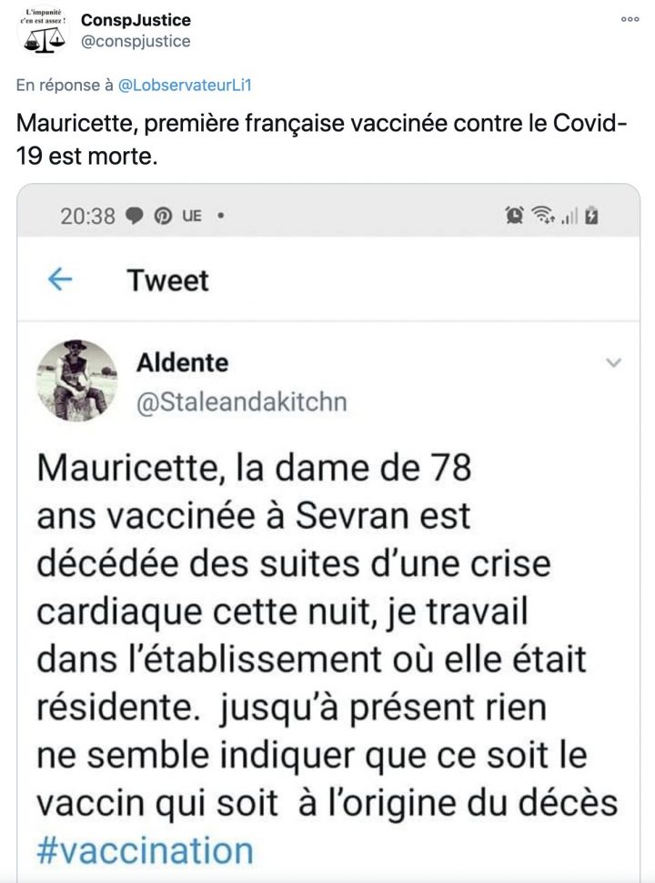 Coronavirus, Mauricette décédée ?
