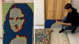 champion rubik's cube portraits