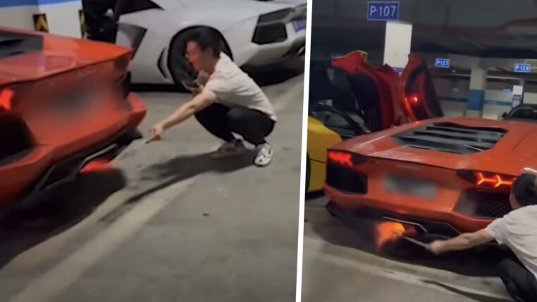 faire griller saucisse pot echappement lamborghini