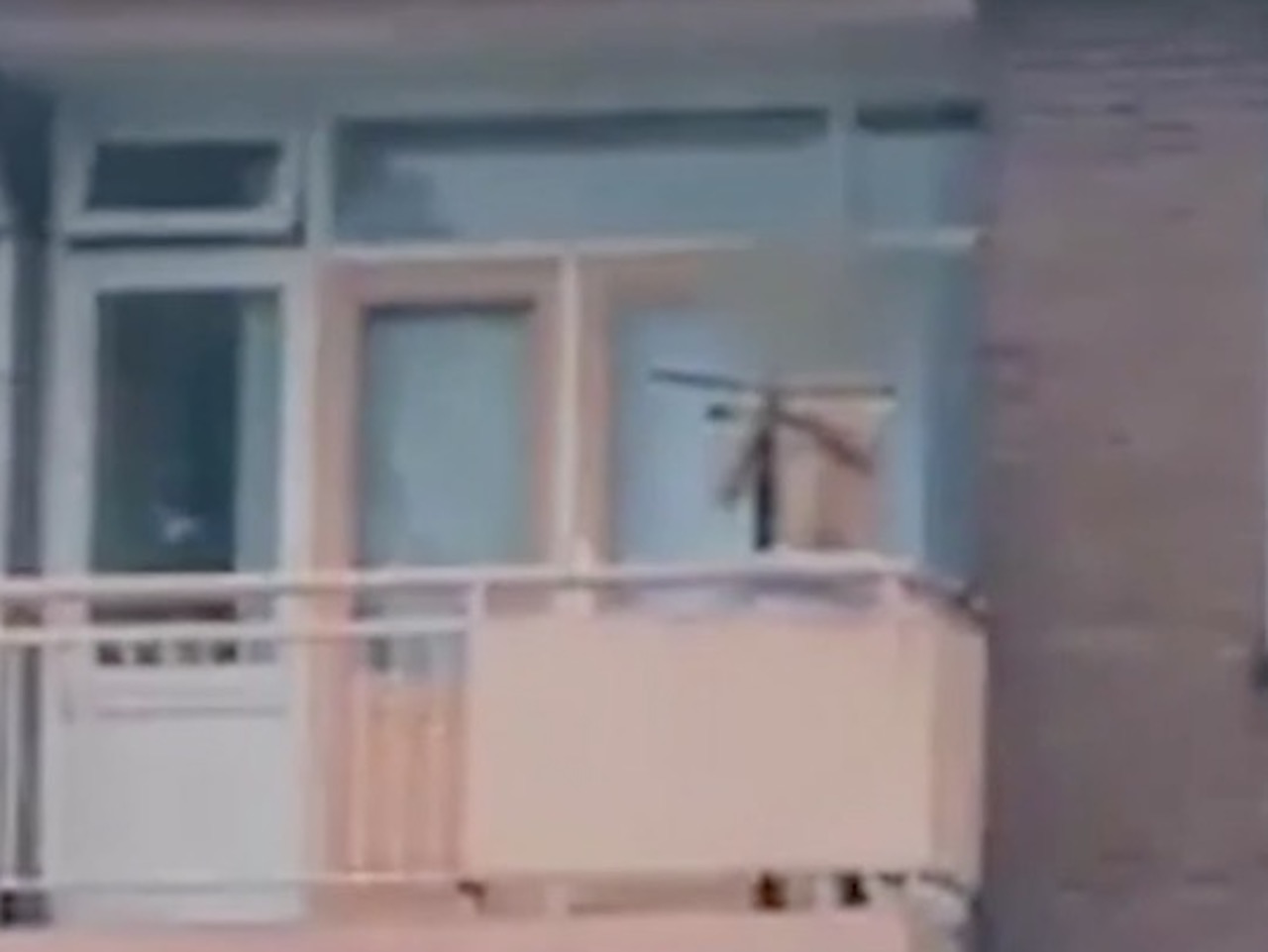 Дразнит прохожих с балкона