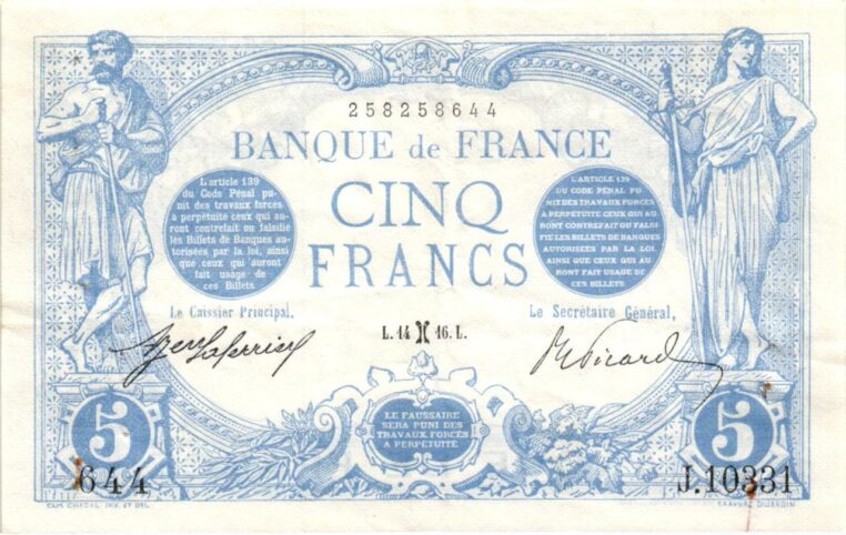 billet 5 francs bleu