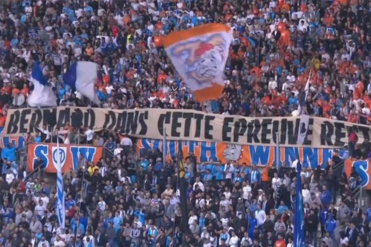 banderoles hommage om marseille bernard tapie