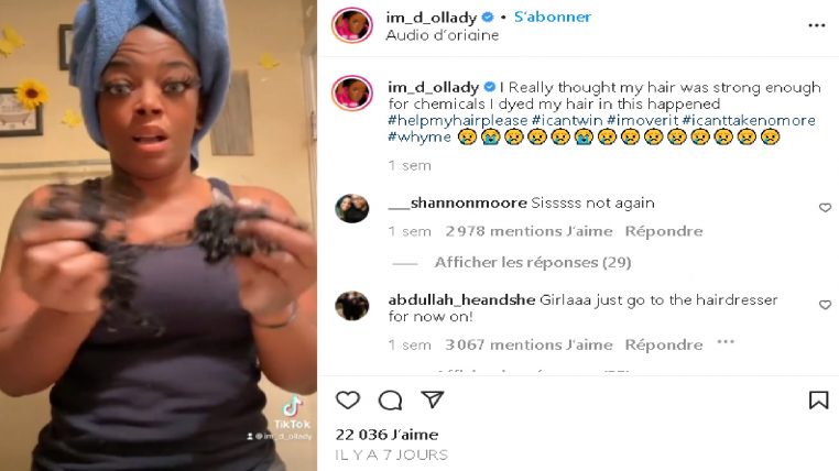 Tessica Brown, après s'être collé les cheveux à la glue, elle a un autre dysfonctionnement capillaire !!! (Vidéo)