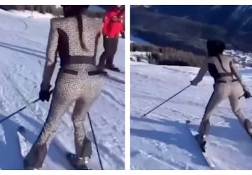 nabilla chute ski