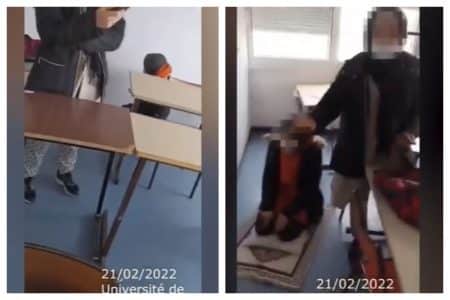 Une jeune femme musulmane filmée en train de faire sa prière dans une salle de classe