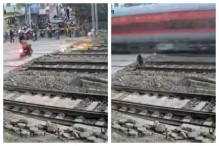 Accident : En Inde, un train percute son vélo mais il s'en sort en vie