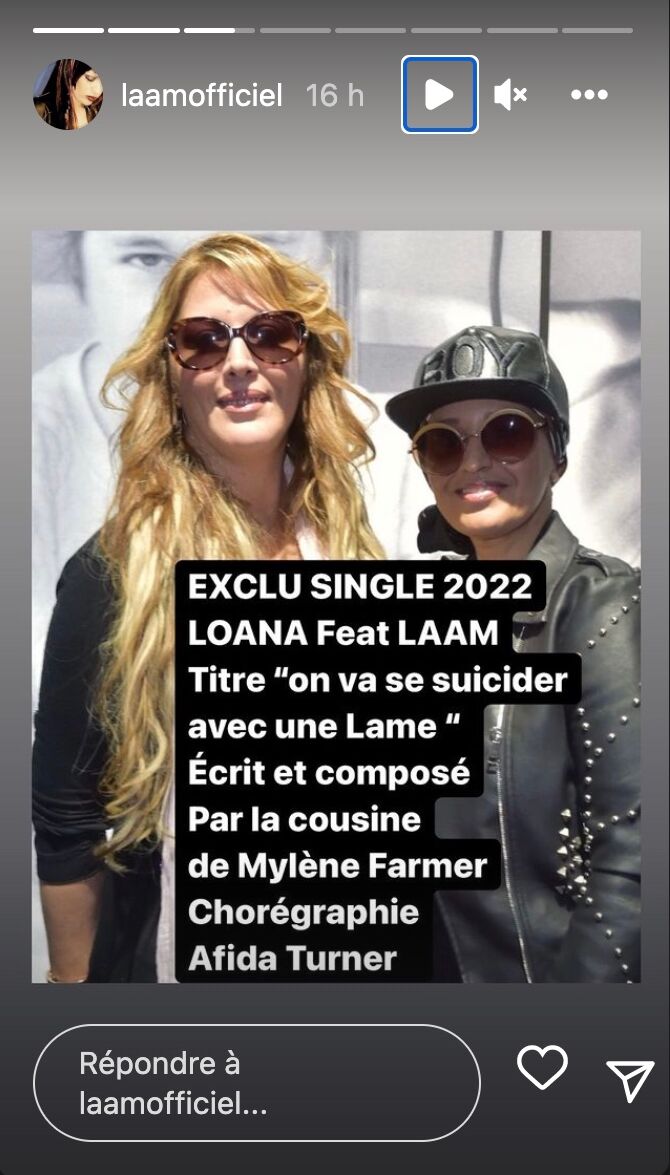 La publication que Lââm a posté sur son compte Instagram.