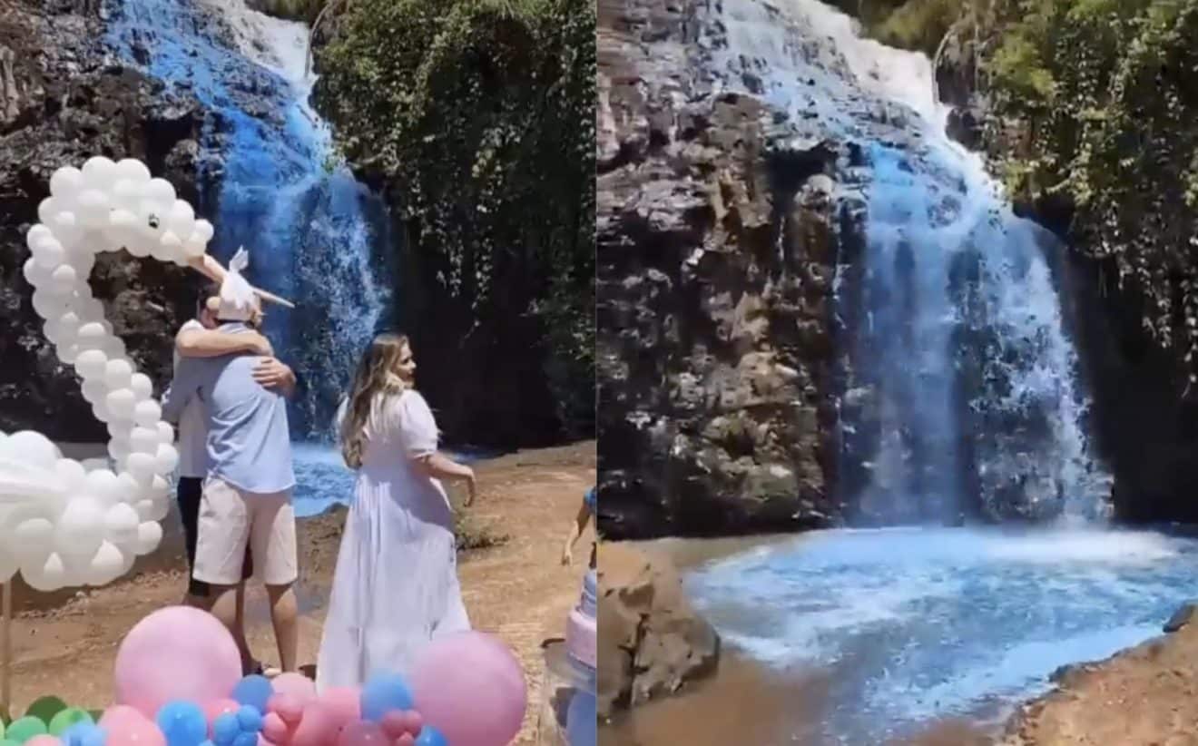 Des parents recherchés pour avoir teint l’eau d’une cascade en bleu en annonçant le sexe de leur futur enfant