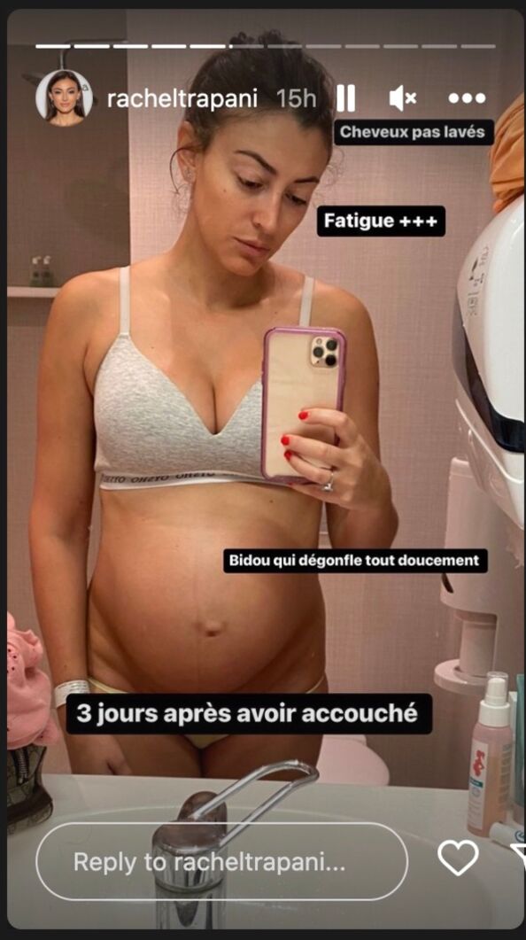 Rachel Legrain-Trapani après accouchement