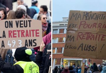 pancartes france retraites manifestation emmanuel macron borne politique