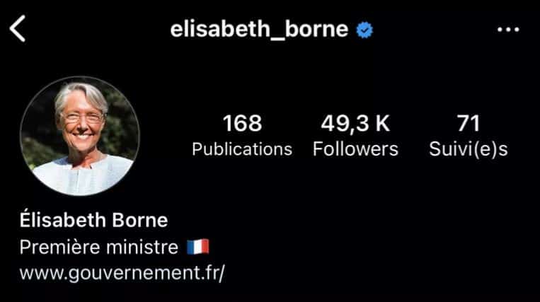 Élisabeth borne instagram abonnés 49.3