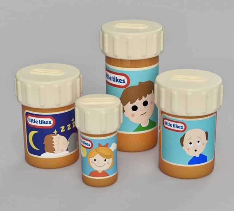 Jouets pour enfants censés représenter des thèmes de la vie d'adulte