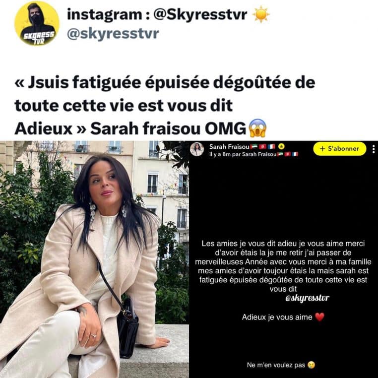 Le message inquiétant de Sarah Fraisou