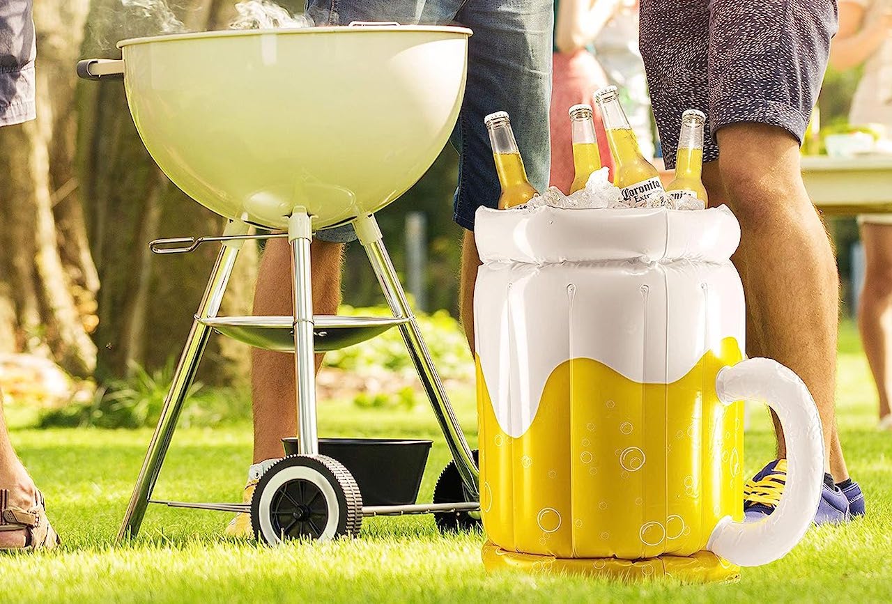 Chope De Bière Géante Gonflable - 63 Cm - Jaune - Pour Fêtes Et Déco Humoristique