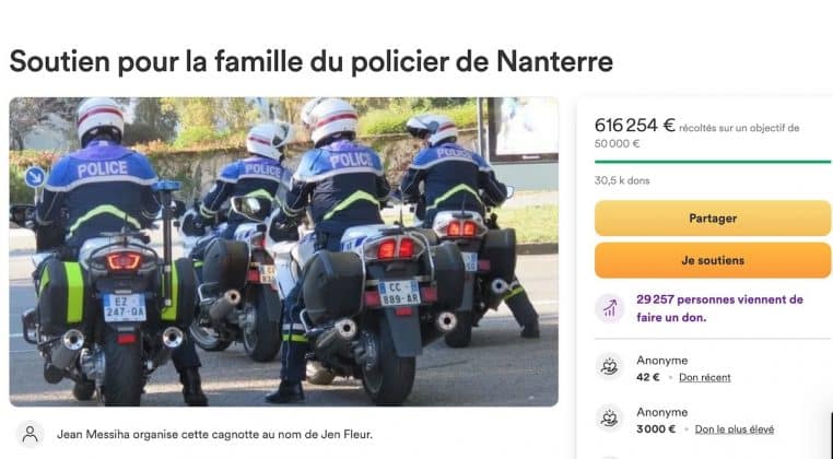 cagnotte de soutien pour le policier