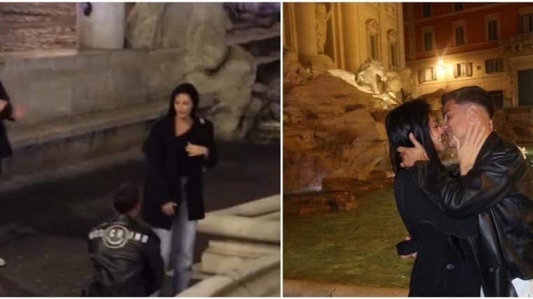 un celebre footballeur fait sa demande en mariage devant la fontaine de trevi