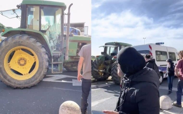 agriculteurs en colere camion de police