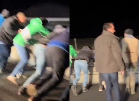 Des agriculteurs démontent terre-plein central