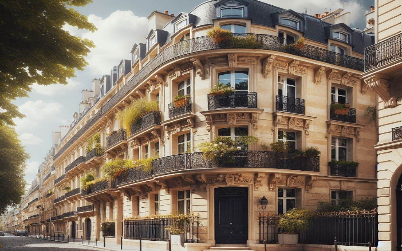 Bâtiment-Haussmanien-dans-les -rues-de-Paris-faisant- -partie-de-l'imobilier --parisien.