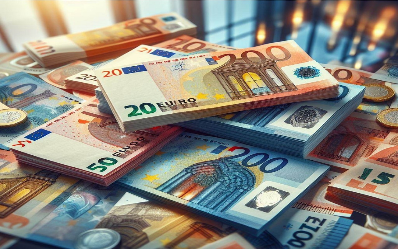 billet de banque en euros avec quelques pièces de monnaie. Un nouveau plafond a été mise en place par l'UE pour les paiements en cash.