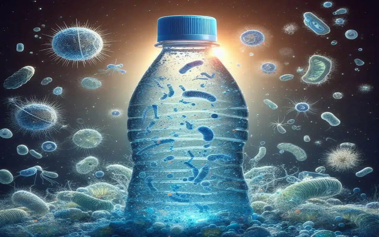 gourde transparente remplis de microbe