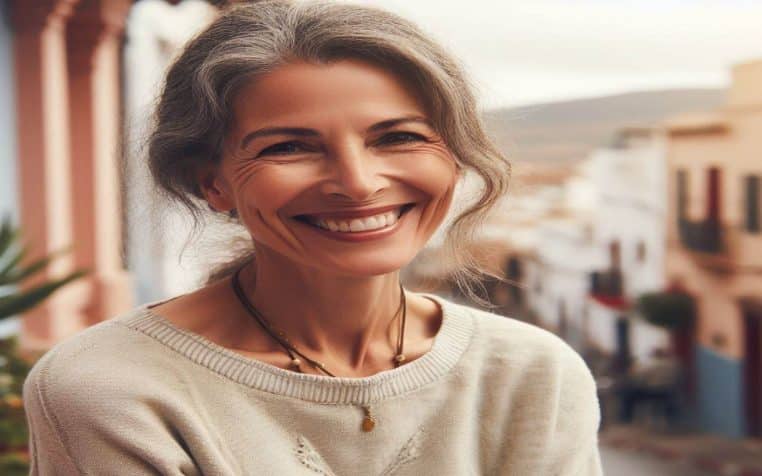 jeune retraitée qui sourit au Maroc après avoir fraudé. Image d'illustration