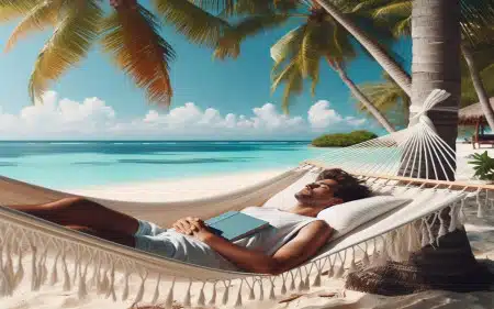 Individu ne faisant rien et se reposant sur un hamac pour améliorer sa productivité