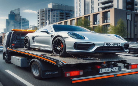 porsche remorqué sur une dépanneuse