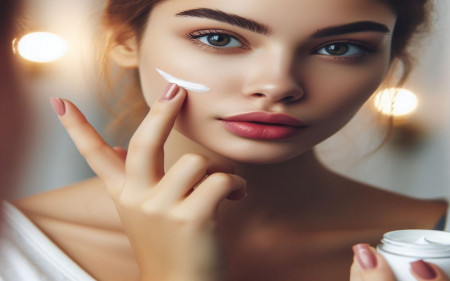 Personne se mettant de la crème Weleda sur le visage.