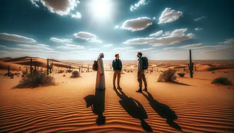 trois hommes dans le désert