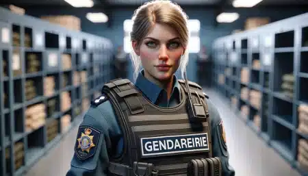 blonde gendarmerie gilet pare-belles