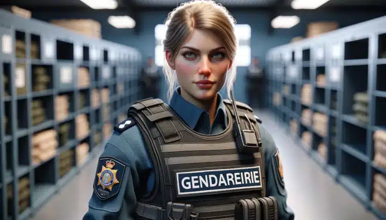 blonde gendarmerie gilet pare-belles