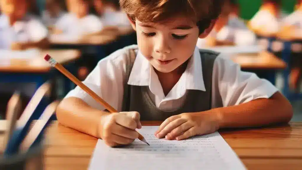 Enfant faisant une faute d'orthographe