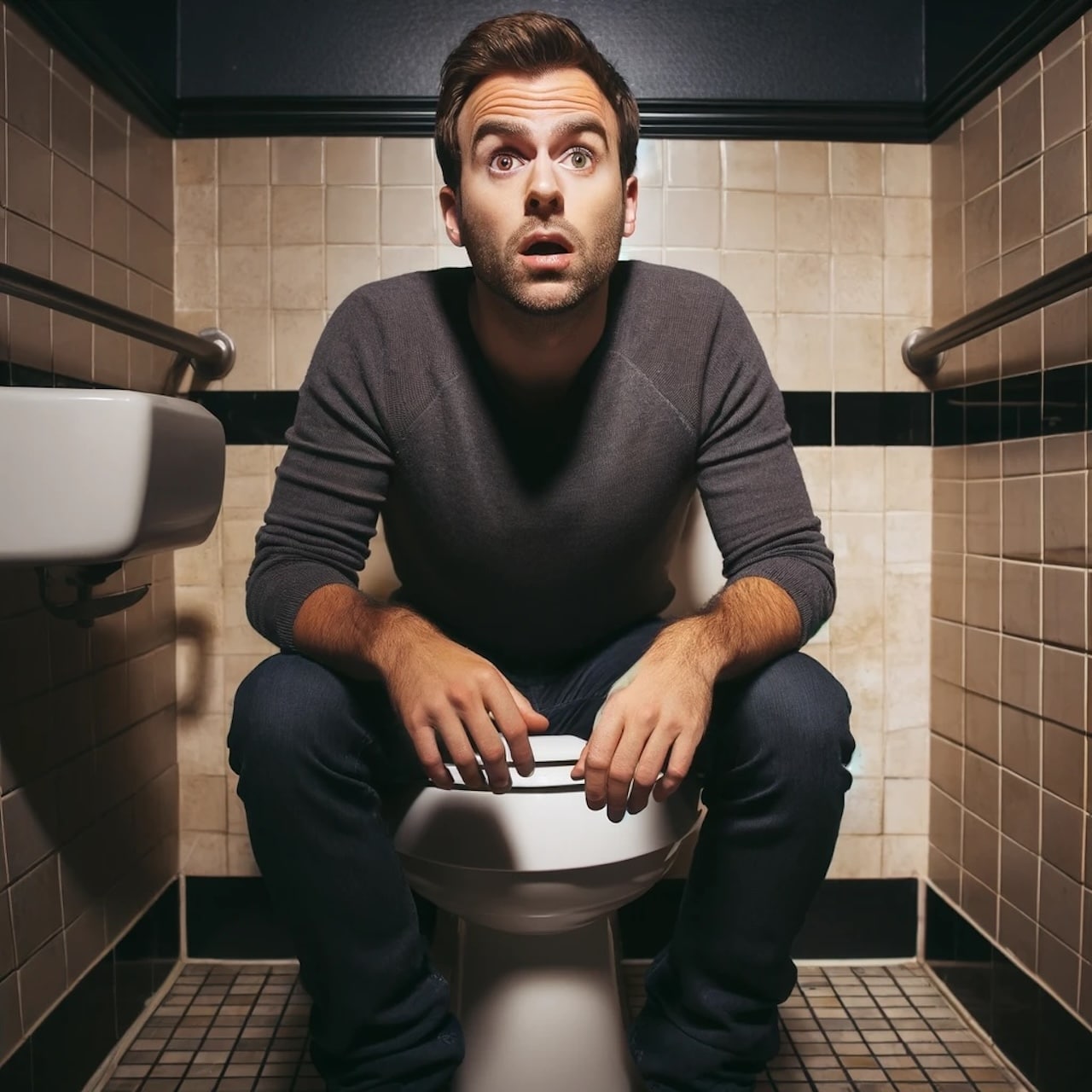 Blague du jour : Un homme se rend dans les toilettes, mais il fait une rencontre étrange